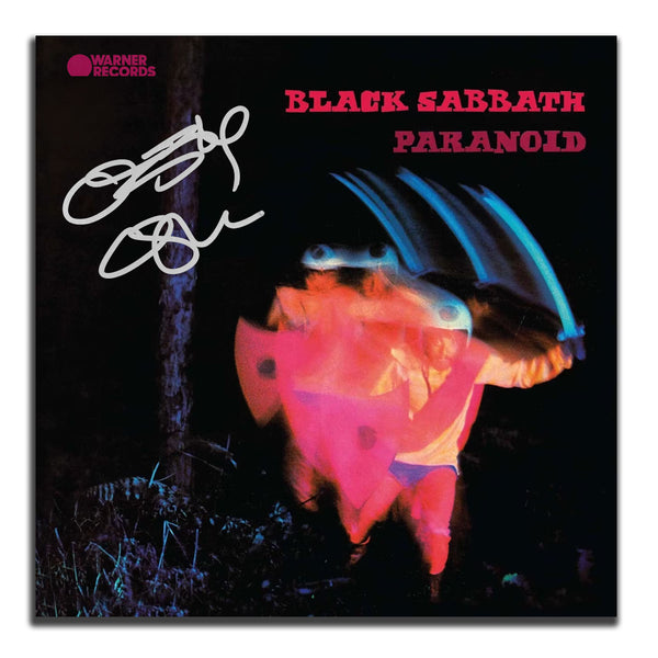 Ozzy Osbourne signed Black Sabbath Paranoid vinyl record in silver metallic paint pen