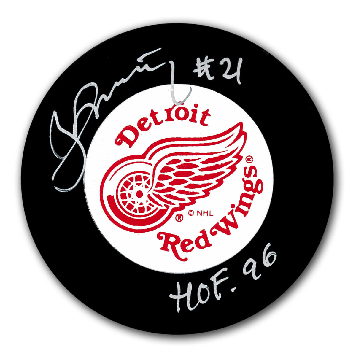 Borje Salming Detroit Red Wings HOF Autographed Puck - Sport Authentix Inc