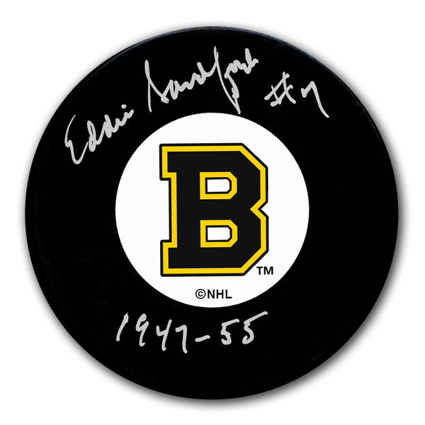 Authentic Eddie Sandford Boston Bruins 1947-1955 Autographed Puck - SportAuthentix