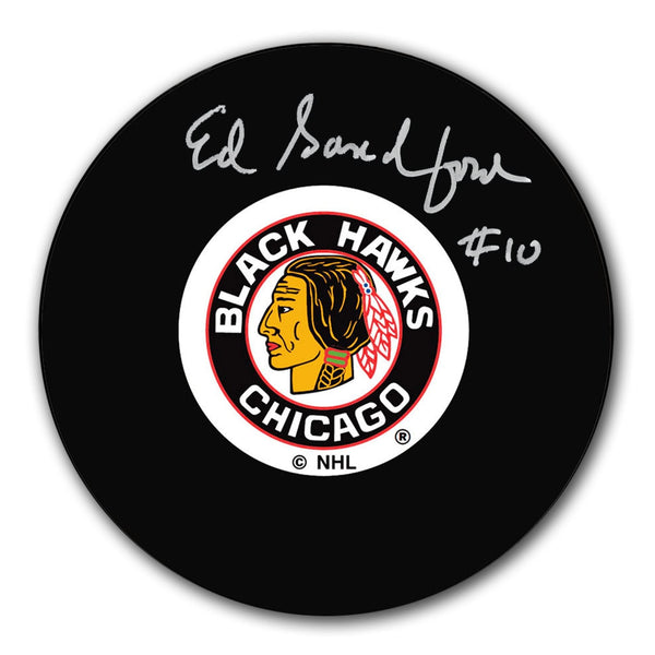 Authentic Eddie Sandford Chicago Blackhawks Autographed Puck - SportAuthentix