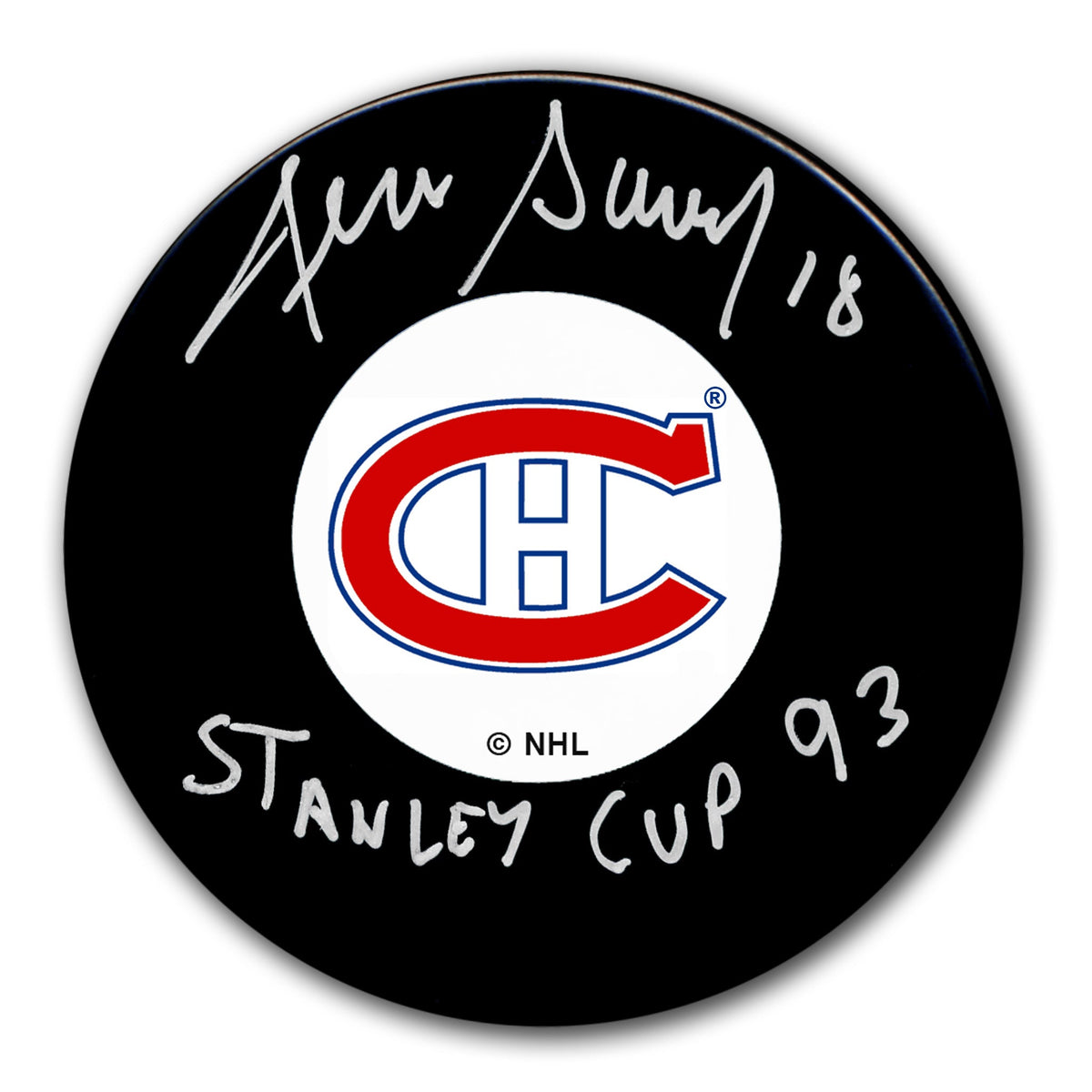 Denis Savard Montreal Canadiens 1993 Stanley Cup Original 6 Autographed Puck - Sport Authentix Inc