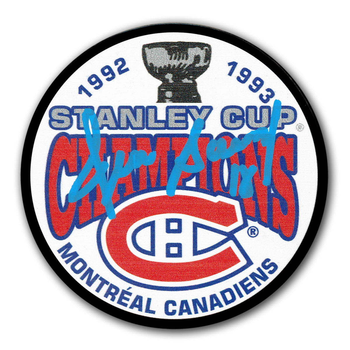 Denis Savard Montreal Canadiens 1993 Stanley Cup Champions Autographed Puck - Sport Authentix Inc