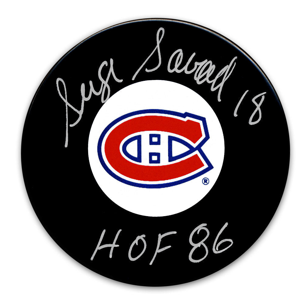 Authentic Serge Savard Montreal Canadiens HOF Autographed Puck - SportAuthentix