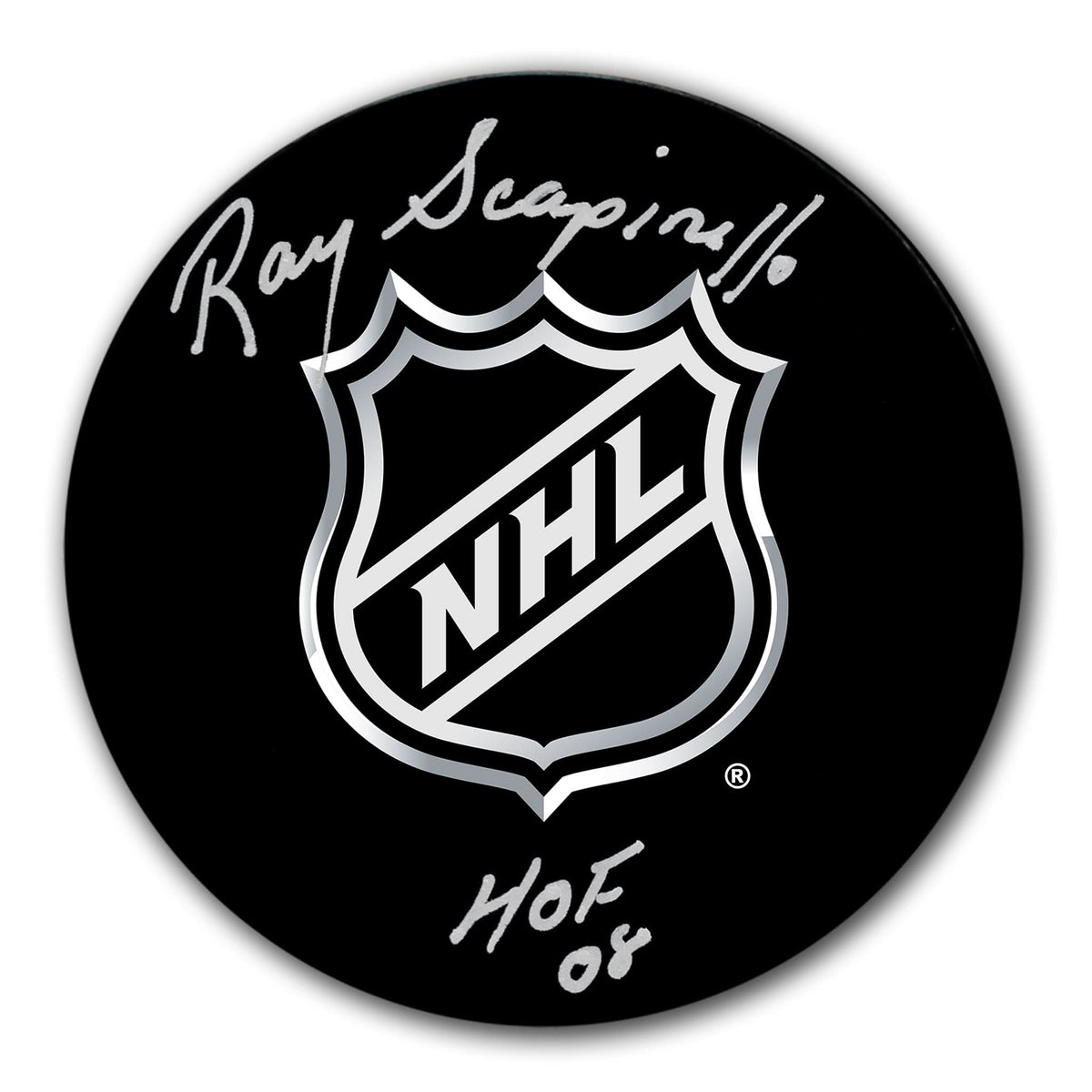 Authentic Ray Scapinello NHL Referee HOF Autographed Puck - SportAuthentix