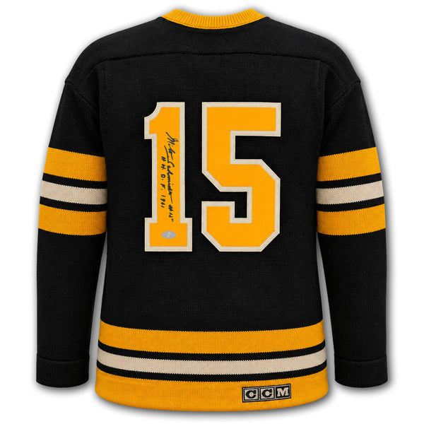 Milt Schmidt autographed Boston Bruins CCM wool jersey back with number 15, autograph and SportAuthentix hologram