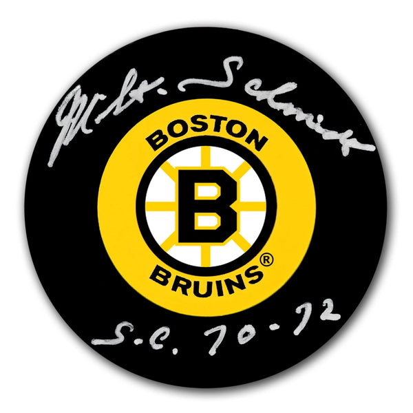 Authentic Milt Schmidt Boston Bruins SC Years Autographed Puck - SportAuthentix