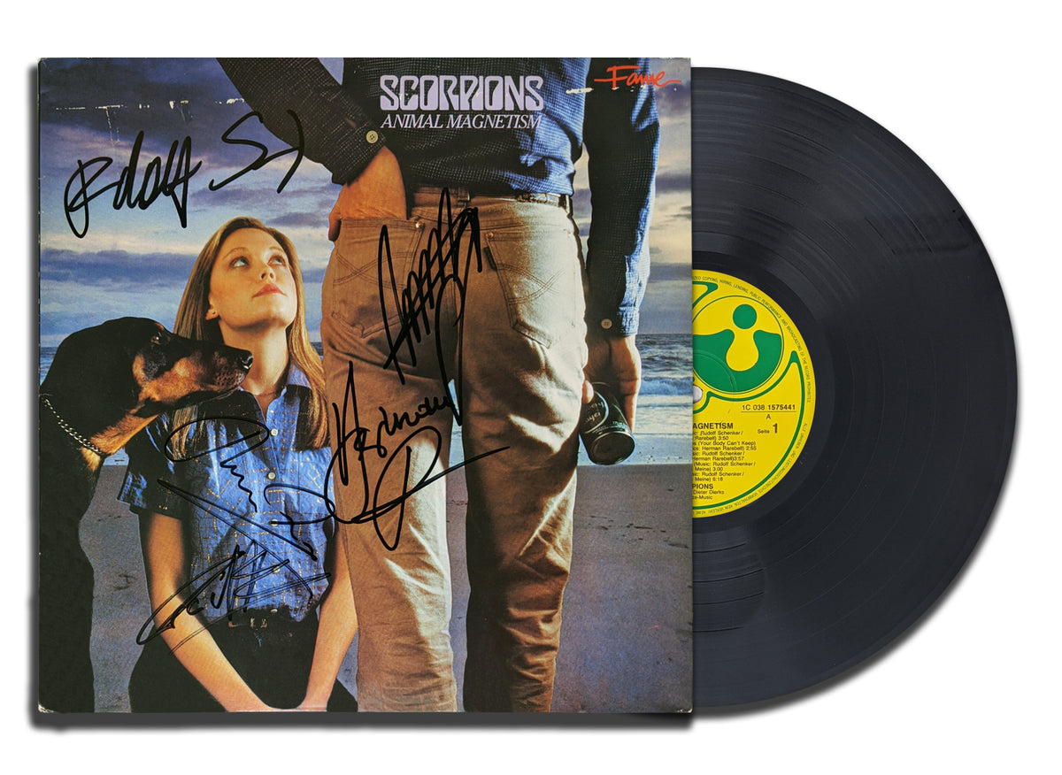 Scorpions Band Signé ANIMAL MAGNETISM Album vinyle autographié LP