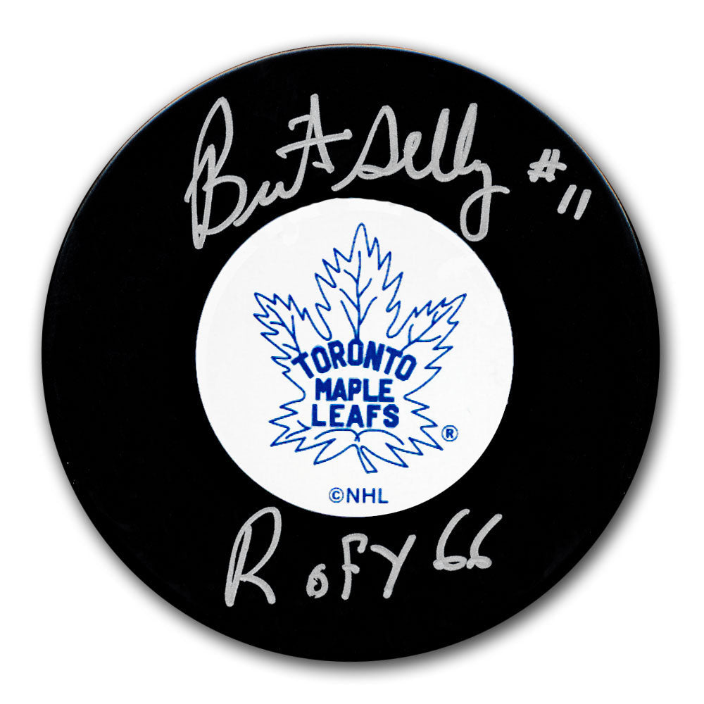 Rondelle autographiée Brit Selby des Maple Leafs de Toronto 1966 ROY