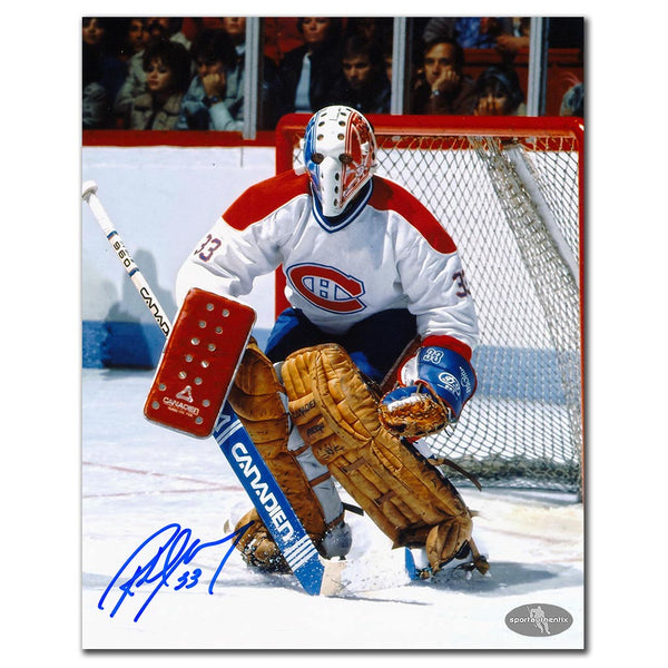 Richard Sevigny autographed Montreal Canadiens 8x10 hockey photo in white jersey during game action in front of the net