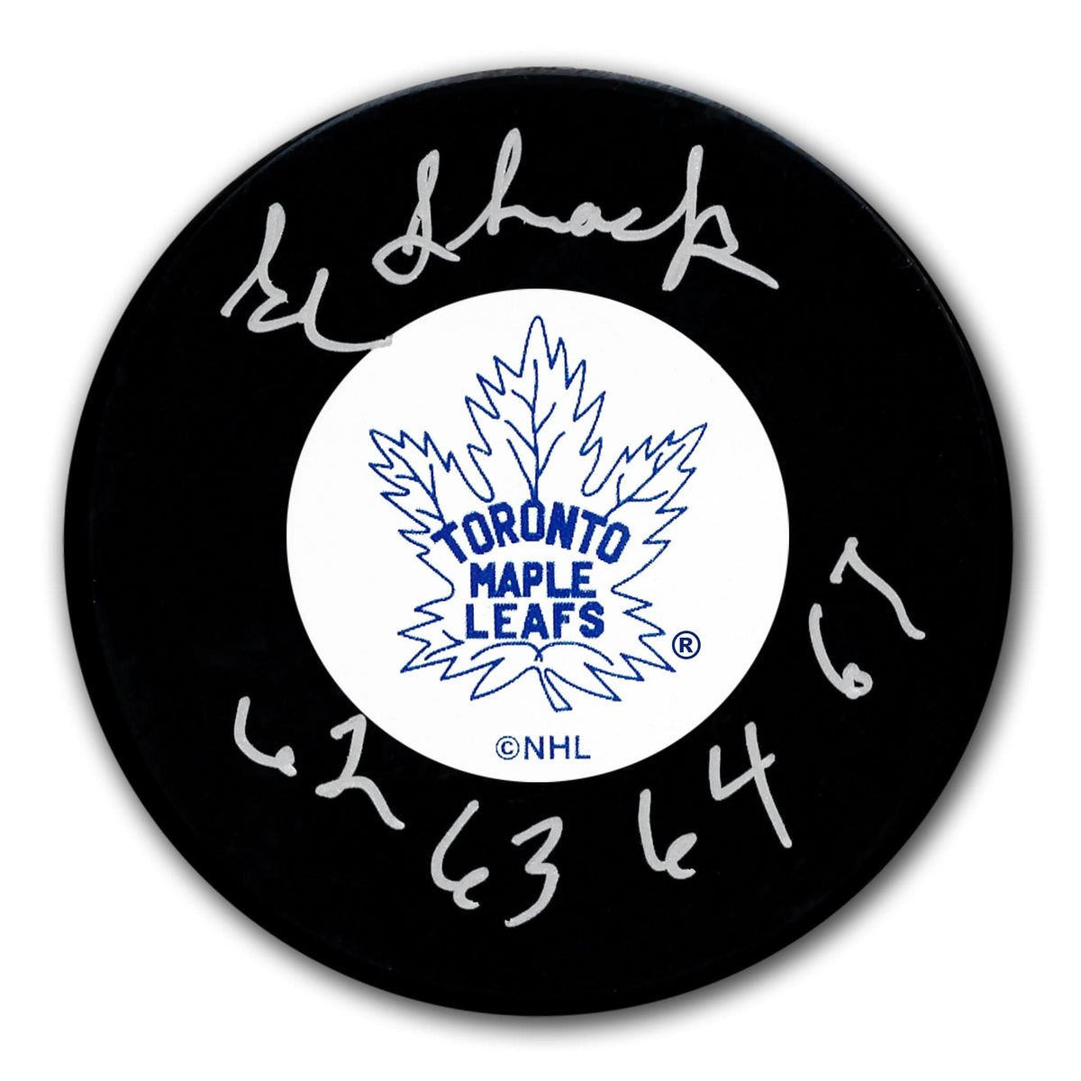 Authentic Ed Shack Toronto Maple Leafs SC Years Original 6 Autographed Puck - SportAuthentix