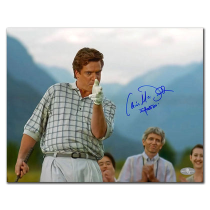 An 11x14 autographed photo of Christopher McDonald as Shooter McGavin in HAPPY GILMORE, featuring a confident golfer pointing.