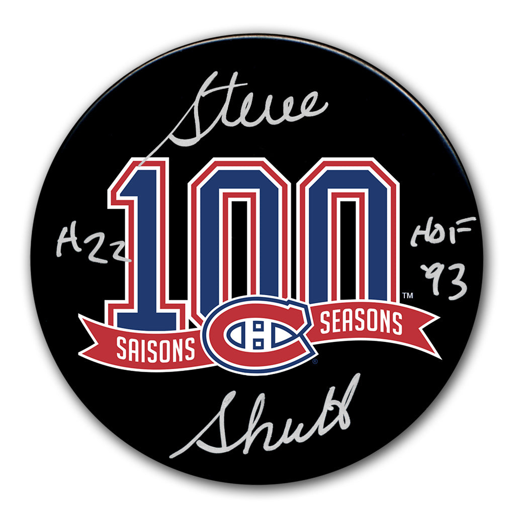 Steve Shutt autographed Montreal Canadiens 100th Anniversary hockey puck