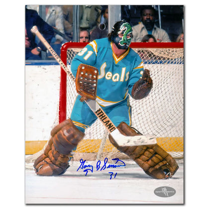 Gary Simmons California Golden Seals signed 8x10 action photo, hand autographed and presented with Certificate of Authenticity.