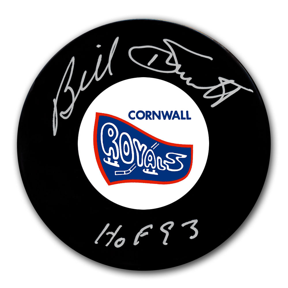 Billy Smith autographed Cornwall Royals hockey puck with HOF 1993 inscription