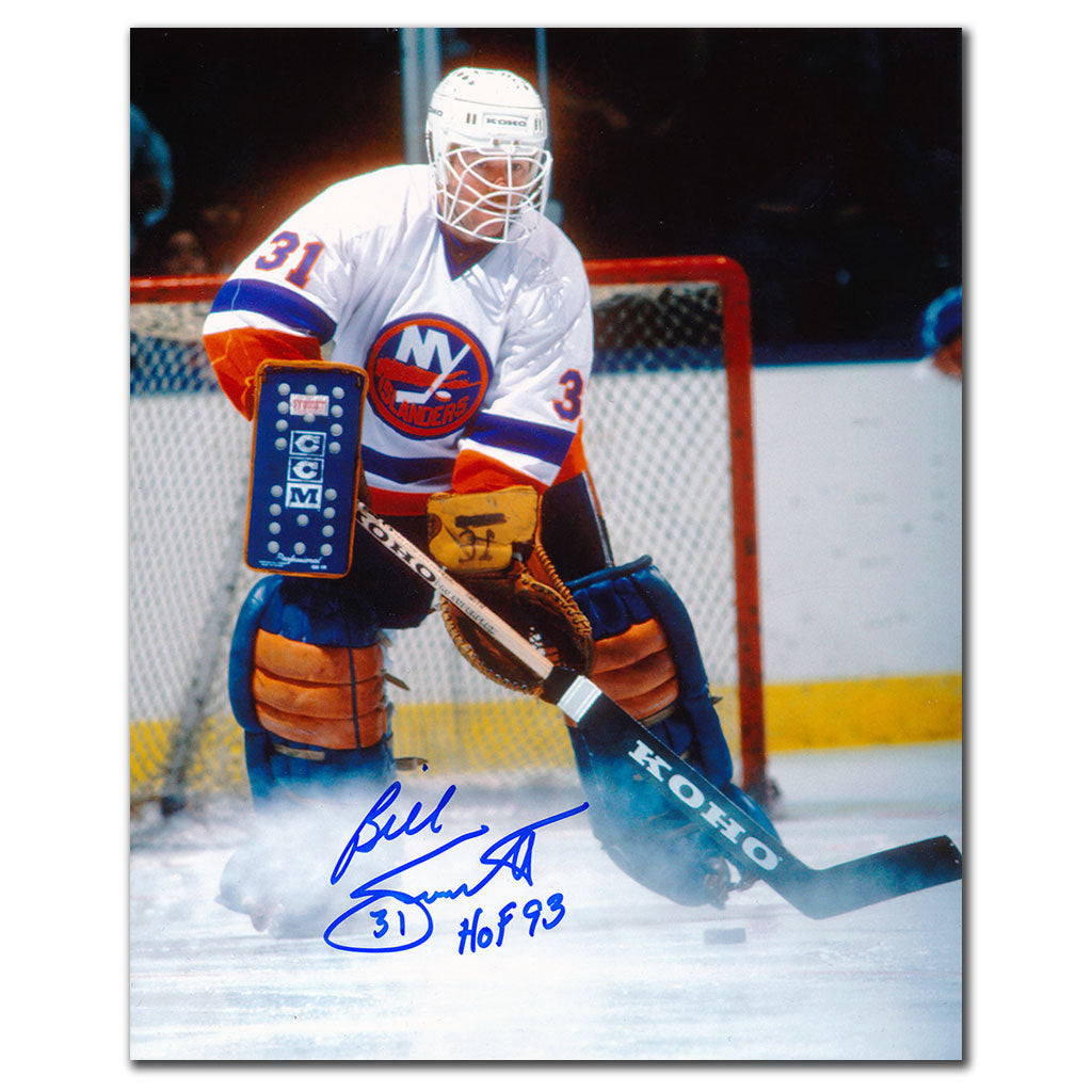 Billy Smith Islanders de New York CLEARING THE PUCK Autographié 8x10