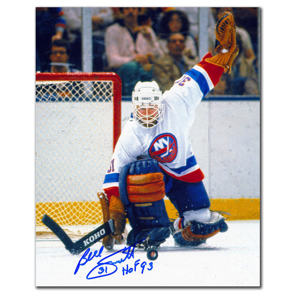 Billy Smith New York Islanders BIG SAVE Autographié 8x10