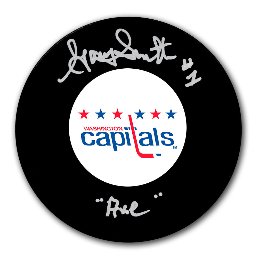 Gary Smith Autographed Washington Capitals Hockey Puck - Axe