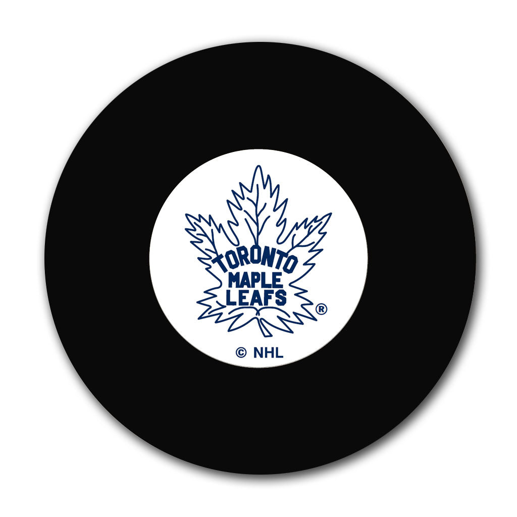 Gary Smith Pre-Order Toronto Maple Leafs signed hockey puck with blue NHL logo on white, displaying a visible autograph.