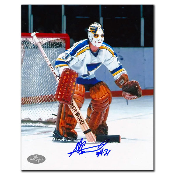 Authentic Ed Staniowski St. Louis Blues WHITE JERSEY Autographed 8x10 - SportAuthentix