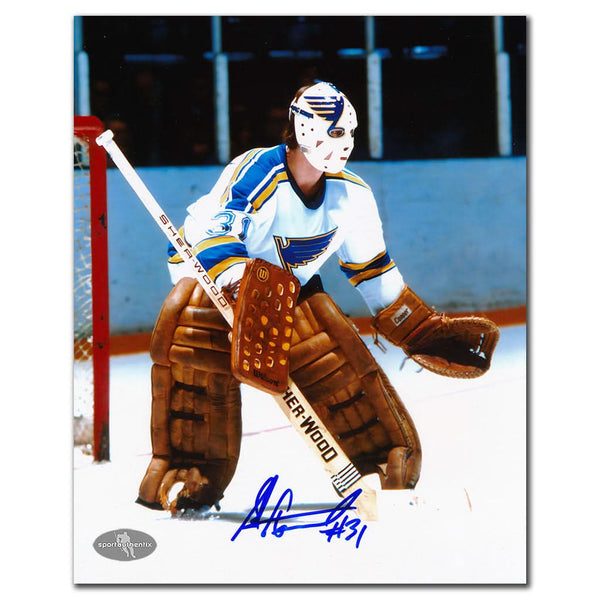 Authentic Ed Staniowski St. Louis Blues ACTION Autographed 8x10 - SportAuthentix