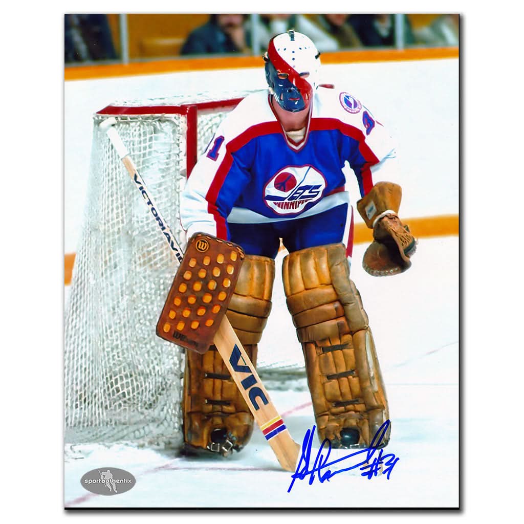 Authentic Ed Staniowski Winnipeg Jets ACTION Autographed 8x10 - SportAuthentix