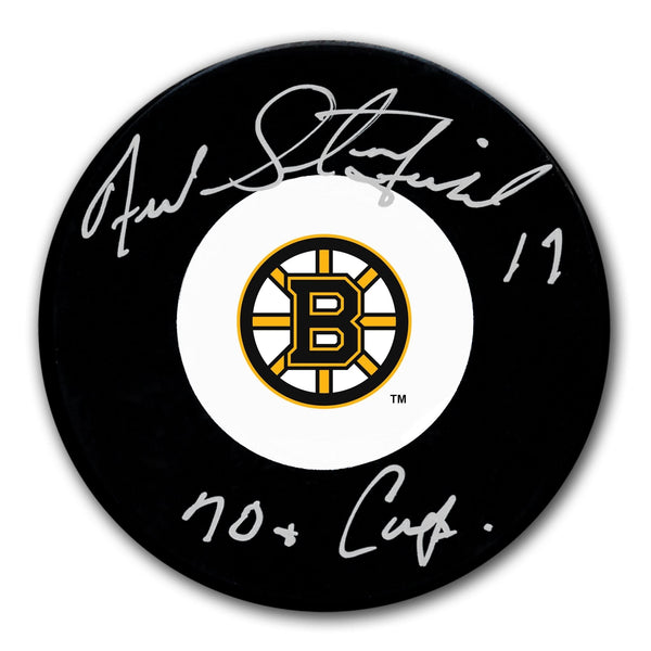 Authentic Fred Stanfield Boston Bruins 1970 Stanley Cup Autographed Puck - SportAuthentix