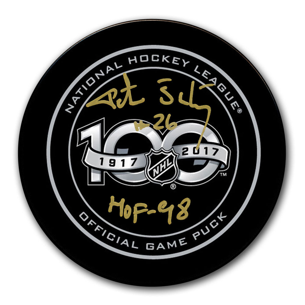 Rondelle de match officielle autographiée NHL TOP 100 de Peter Stastny