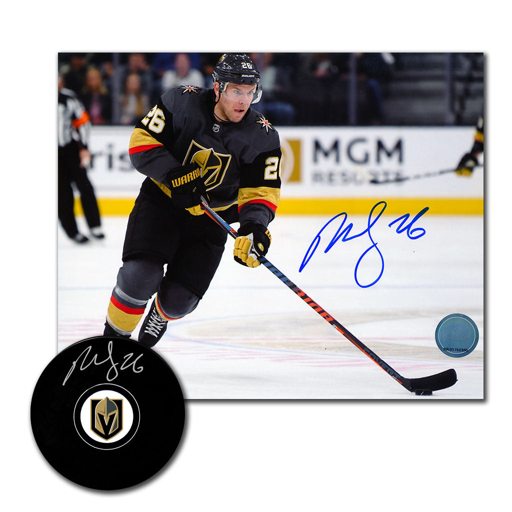 Paul Stastny autographed Vegas Golden Knights hockey puck and 8x10 photo combo