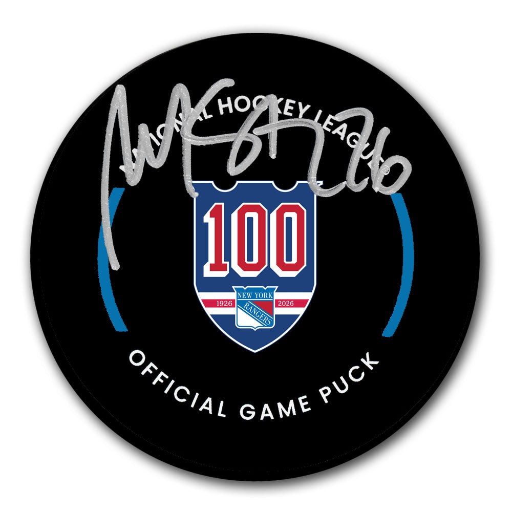 Martin St. Louis Autographed New York Rangers 100th Anniversary Official Game Puck