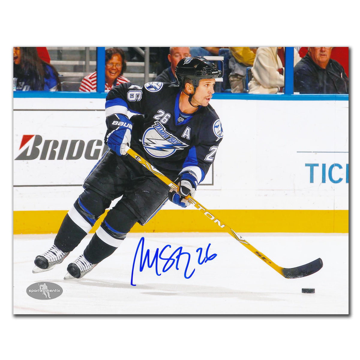 Martin St. Louis Tampa Bay Lightning Black Jersey Autographed 8x10 - Sport Authentix Inc