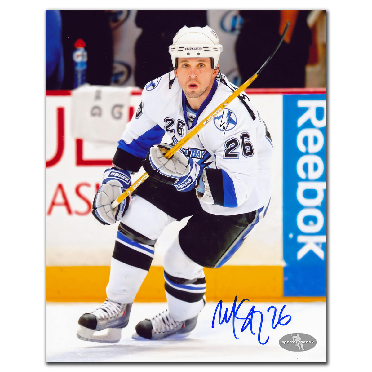 Martin St. Louis Tampa Bay Lightning White Jersey Autographed 8x10 - Sport Authentix Inc