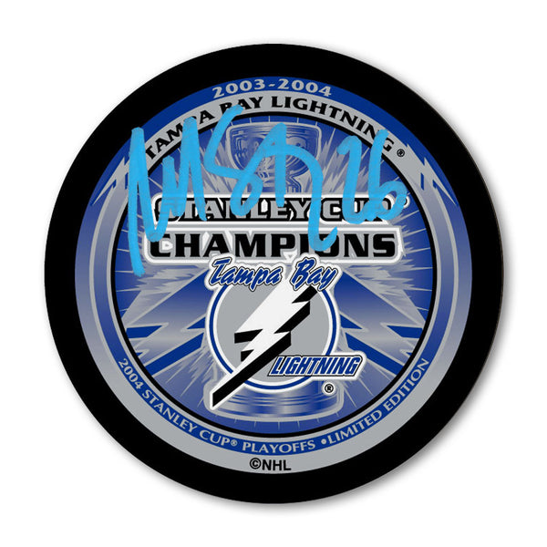 Martin St. Louis autographed Tampa Bay Lightning 2004 Stanley Cup Champions hockey puck