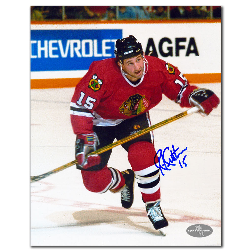 8x10 autographié par Rich Sutter des Blackhawks de Chicago