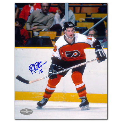 Rich Sutter autographed 8x10 photo depicting him in Philadelphia Flyers gear—premium signed collectible for hockey enthusiasts.