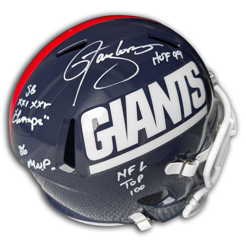 Lawrence Taylor signed New York Giants Riddell Speed replica helmet with HOF 99 and career inscriptions
