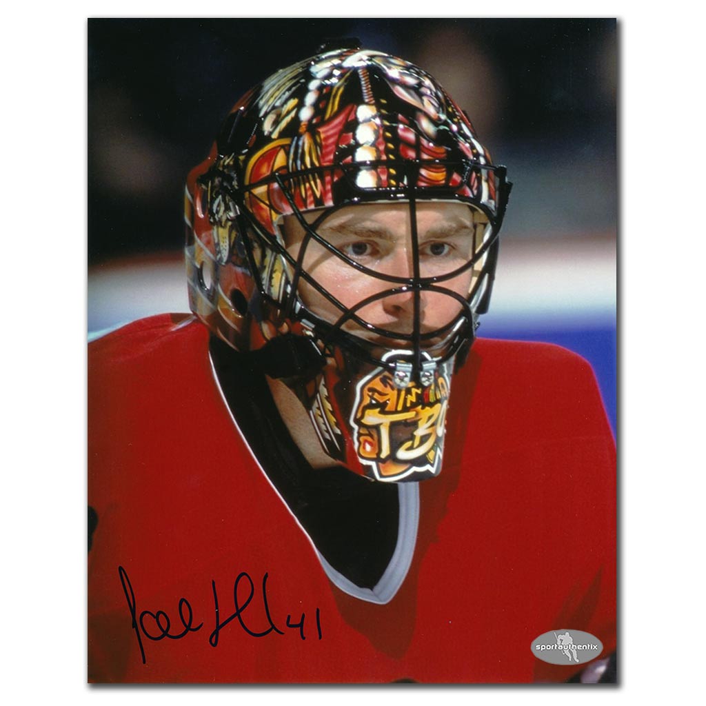 Jocelyn Thibault autographed Chicago Blackhawks 8x10 close-up photo
