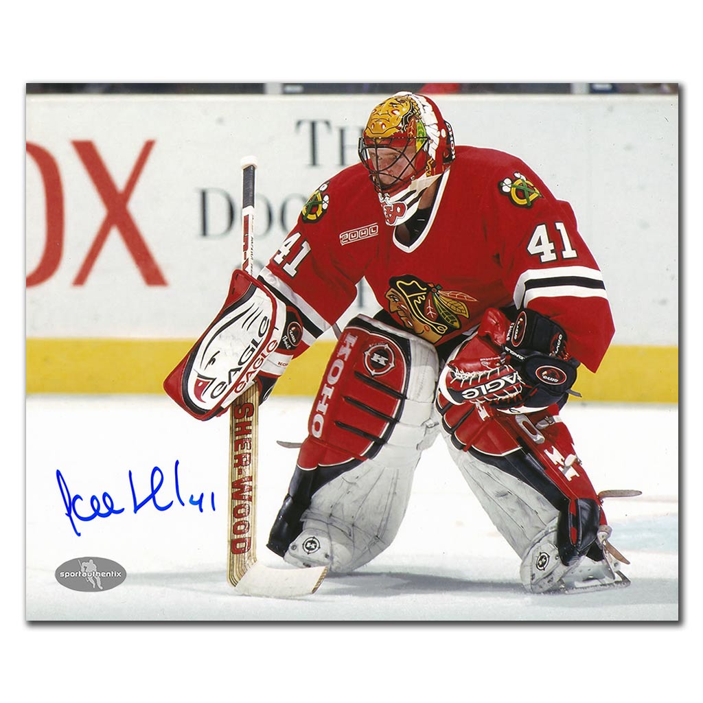 Jocelyn Thibault autographed Chicago Blackhawks 8x10 photo in the crease