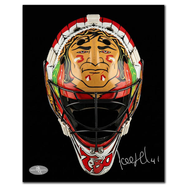 Jocelyn Thibault autographed Chicago Blackhawks 8x10 goalie mask photo