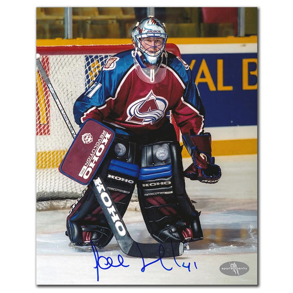 Jocelyn Thibault autographed Colorado Avalanche 8x10 photo burgundy jersey game action