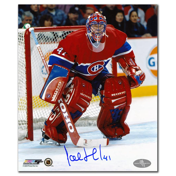 Jocelyn Thibault autographed Montreal Canadiens 8x10 photo red jersey game action