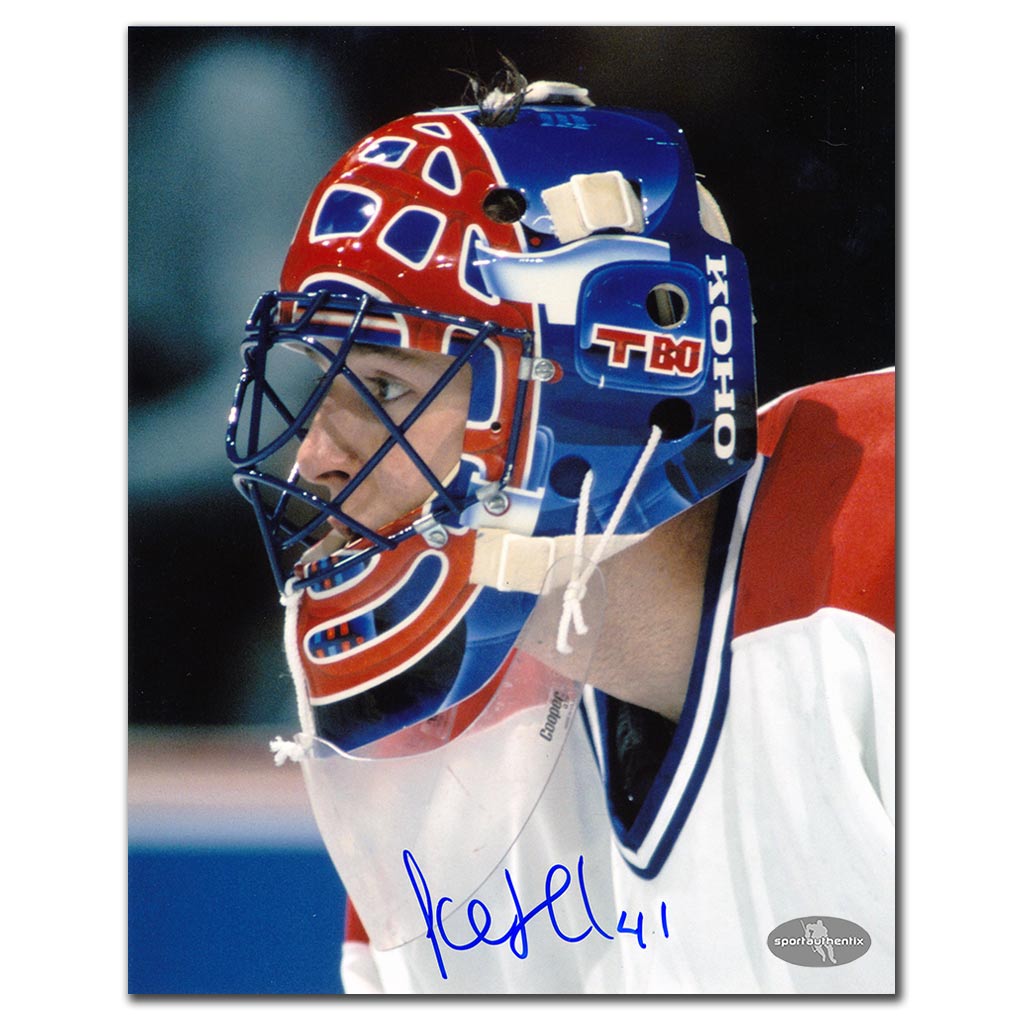 Jocelyn Thibault Autographed Montreal Canadiens 8x10 Photo - Mask Close-Up