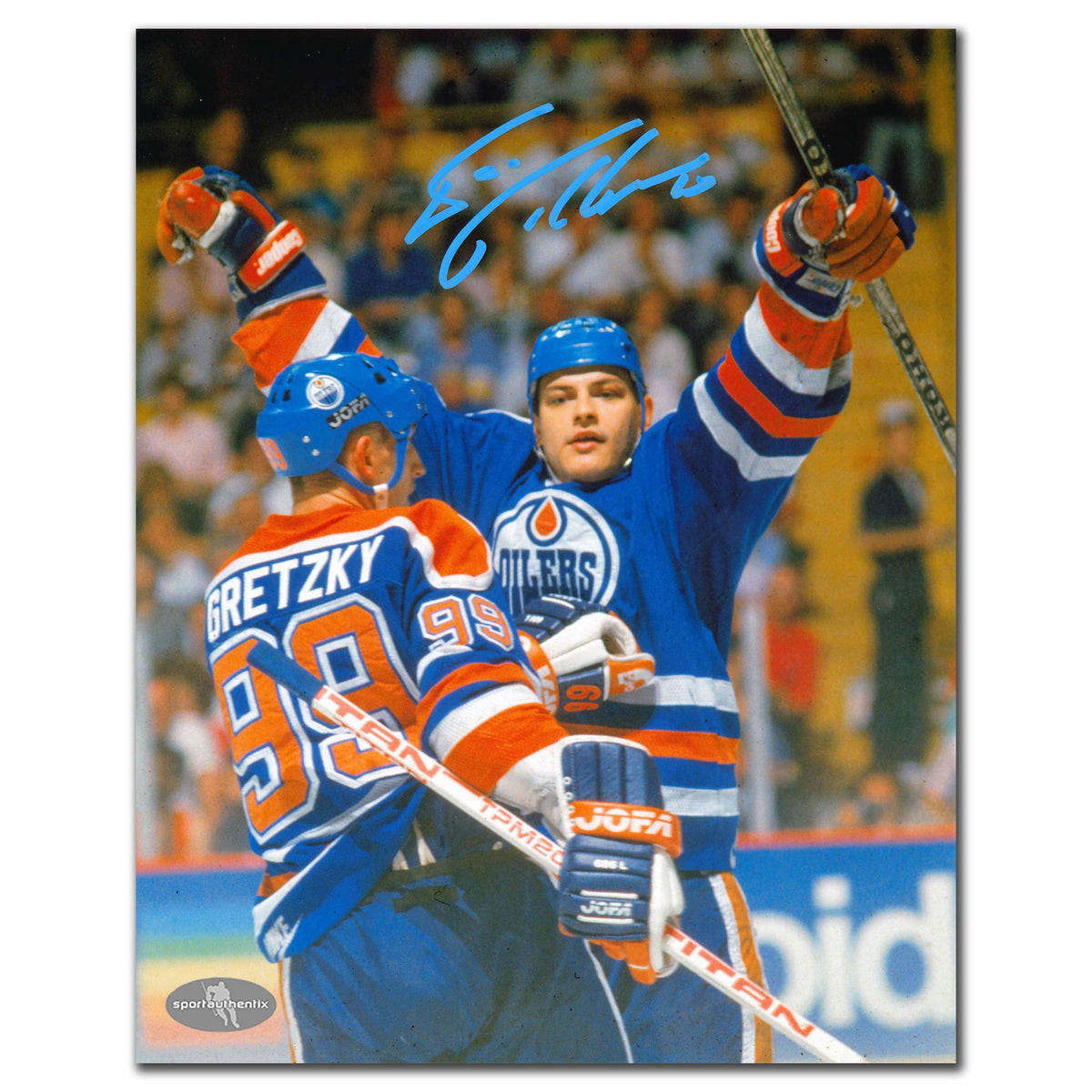 Esa Tikkanen Edmonton Oilers Goal Celebration Autographed 8x10 - Sport Authentix Inc