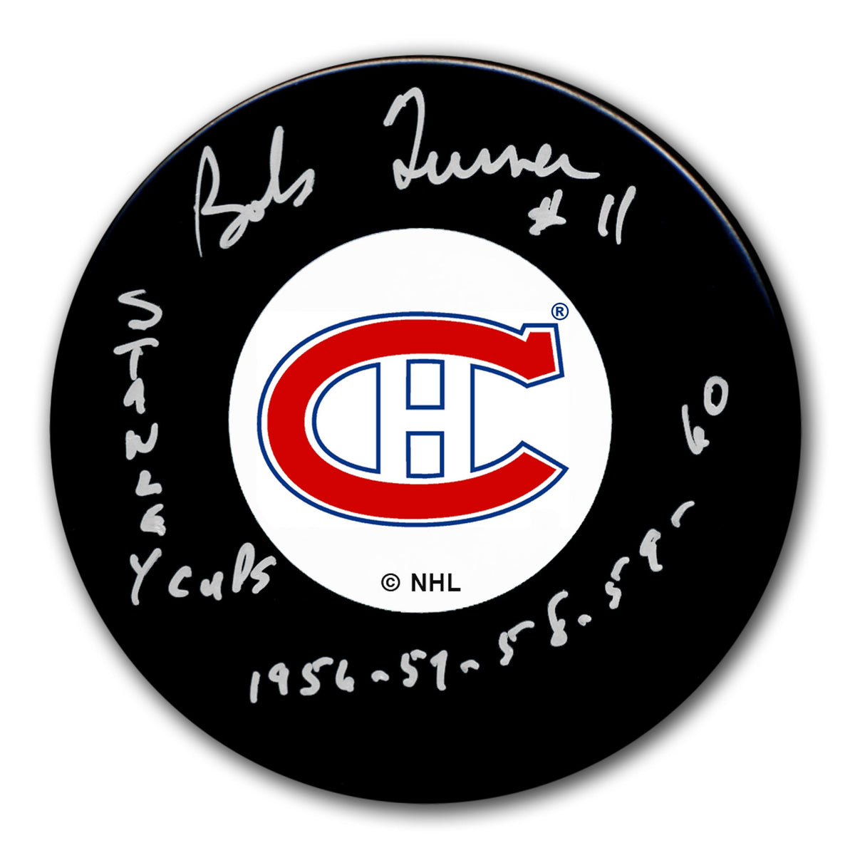 Bob Turner Montreal Canadiens Original 6 SC Years Autographed Puck - Sport Authentix Inc