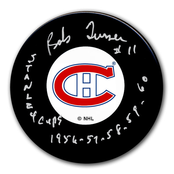 Authentic Bob Turner Montreal Canadiens SC Years Original 6 Autographed Puck - SportAuthentix