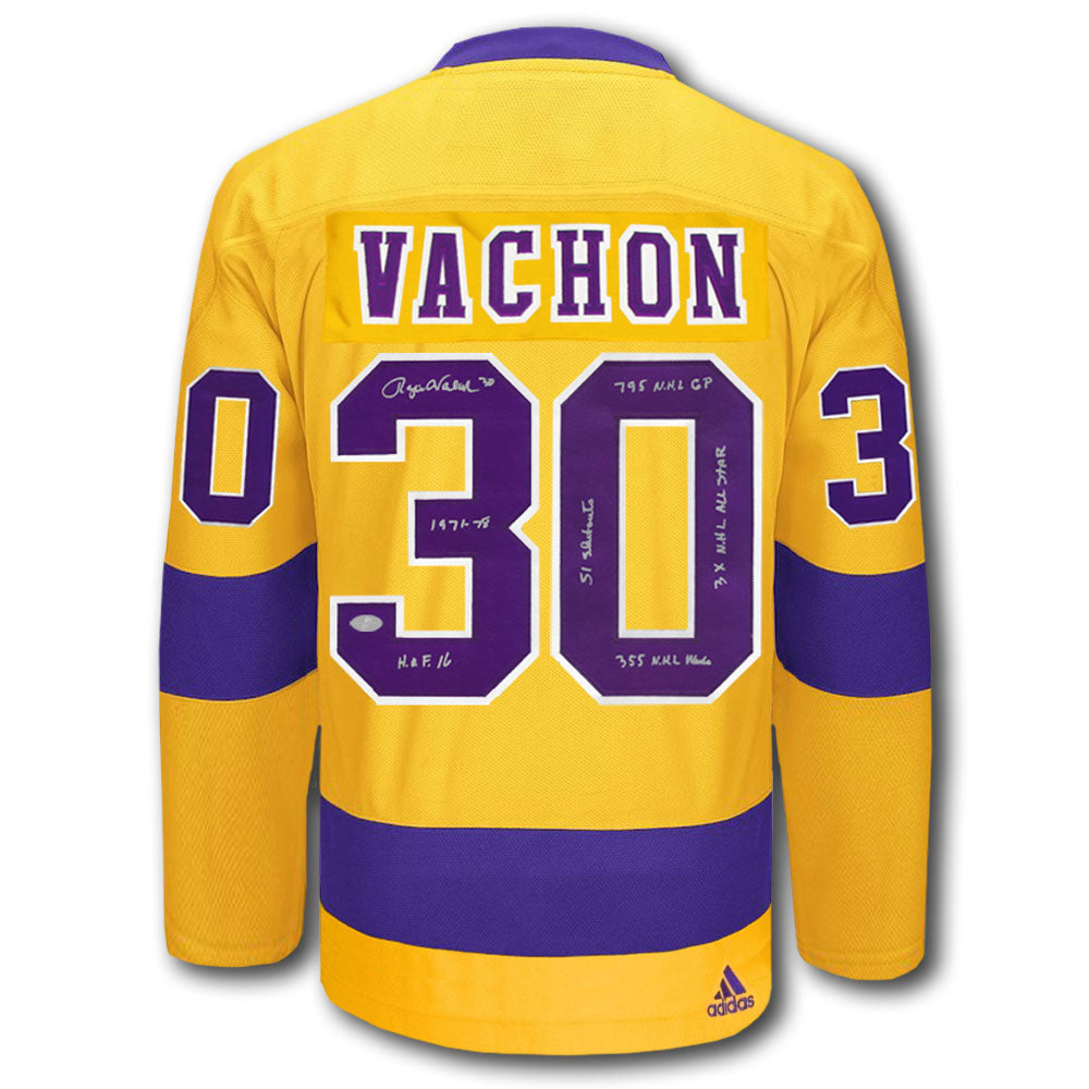 Rogie Vachon Los Angeles Kings STATS Adidas Pro Autographed Jersey