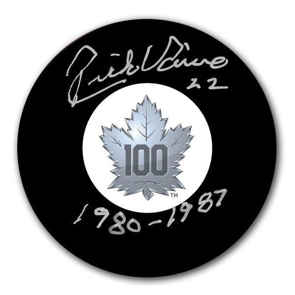 Rick Vaive autographed Toronto Maple Leafs 100th Anniversary hockey puck