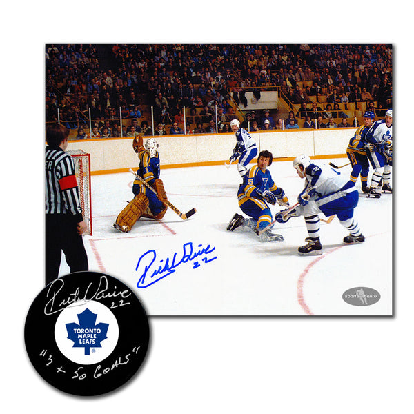 Rick Vaive autographed Toronto Maple Leafs hockey puck and 8x10 photo combo