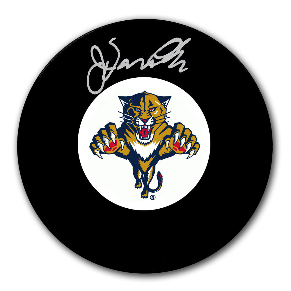 John Vanbiesbrouck autographed Florida Panthers hockey puck with silver signature
