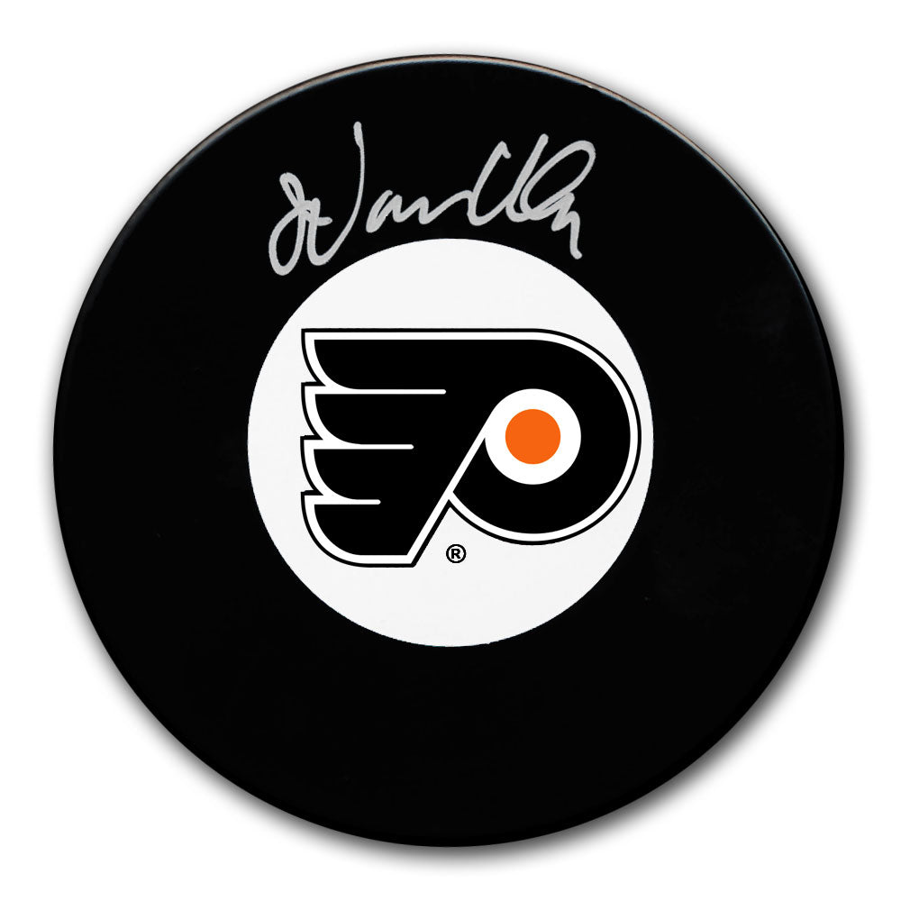 John Vanbiesbrouck autographed Philadelphia Flyers hockey puck with silver signature