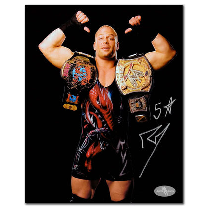 Rob Van Dam signed 8x10 photo, inscribed with FIVE-STAR FROG SPLASH—a standout WWE memorabilia piece for any fan.